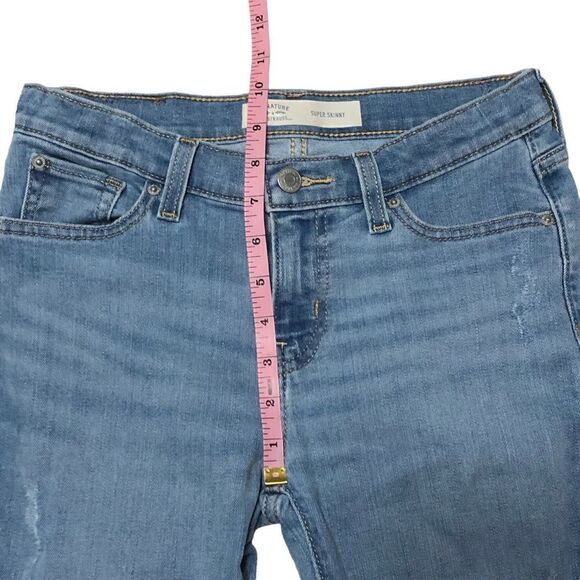Levis Girls Jeans Sz 14 Adjustable Waist Skinny Distressed Destructed - Picture 9 of 10